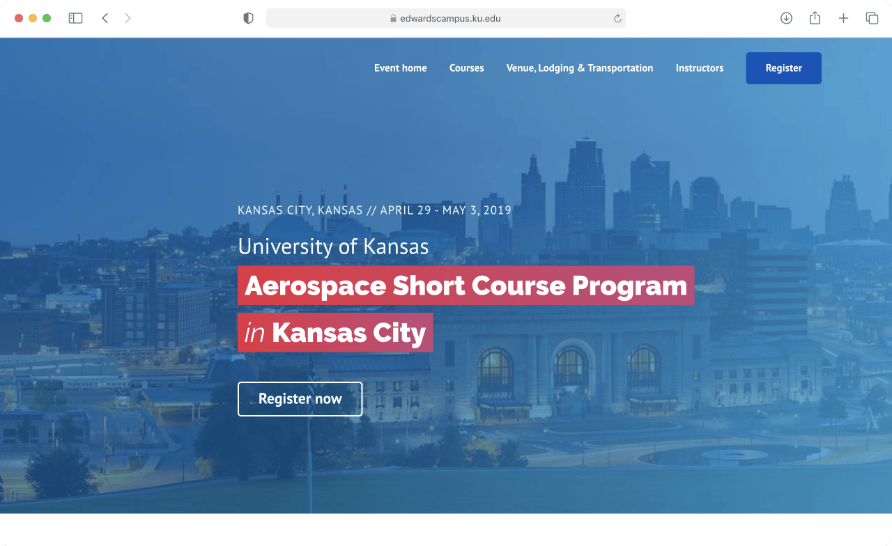 Aero KC conference landing page